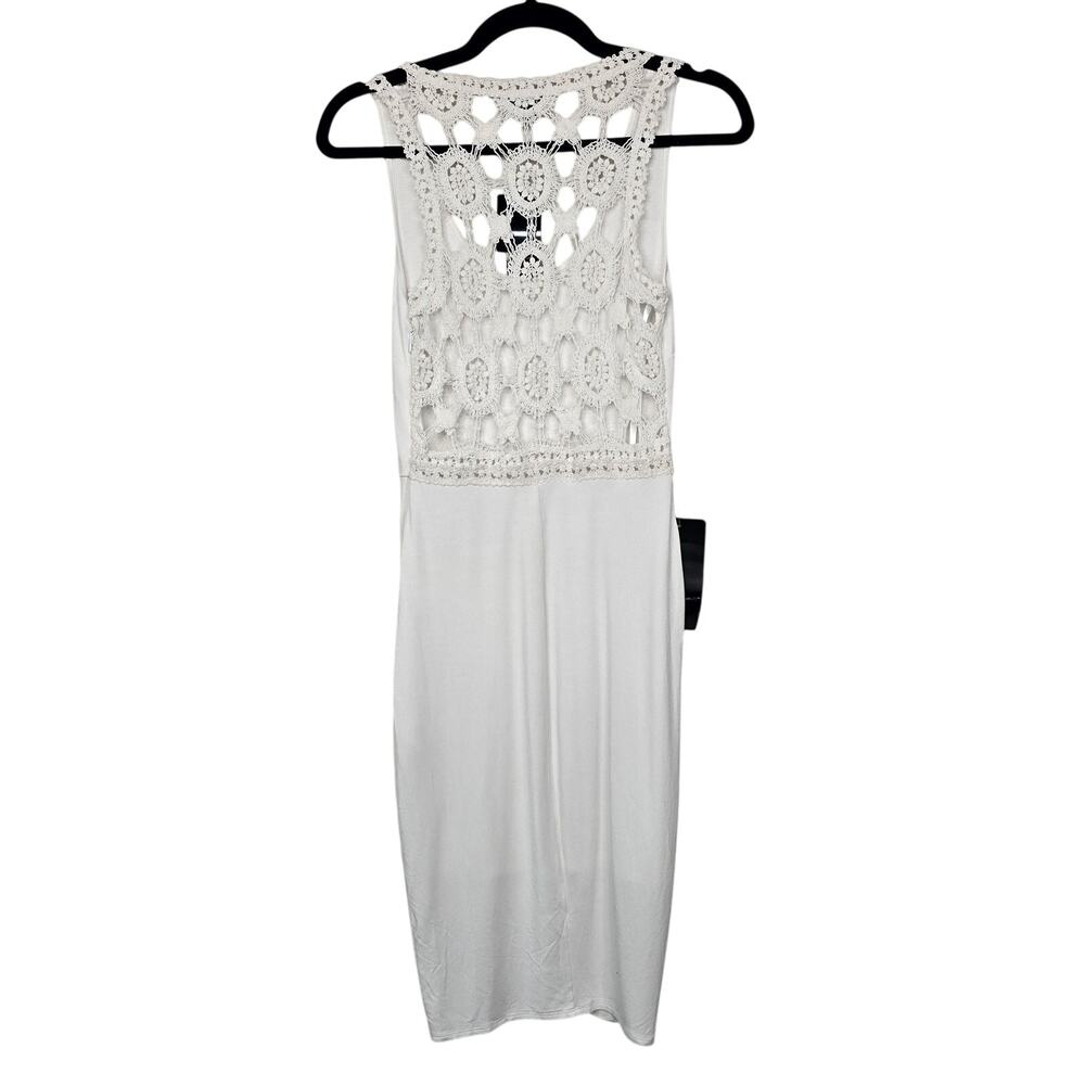 Bebe Dress Womens XS White Crochet Back Faux Wrap Tank Sundress Summer Beach - Picture 3 of 13
